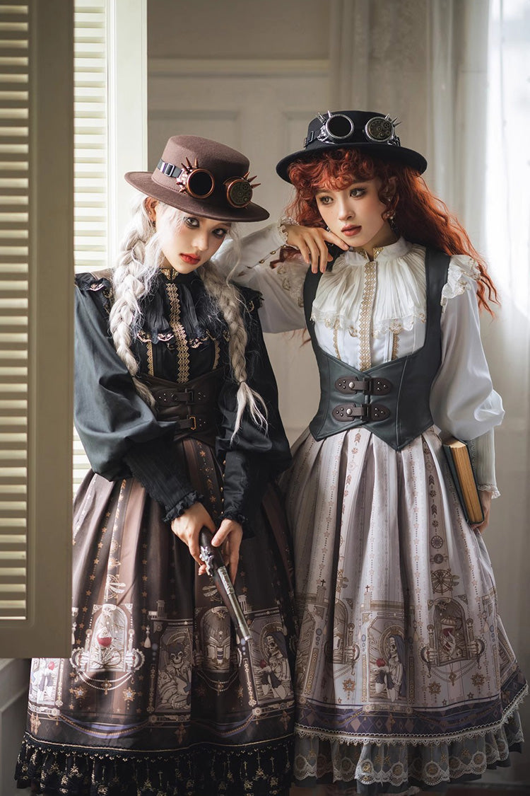 Demon Hunting Notes Print Ruffle Sweet Elegant Lolita Skirt 2 Colors