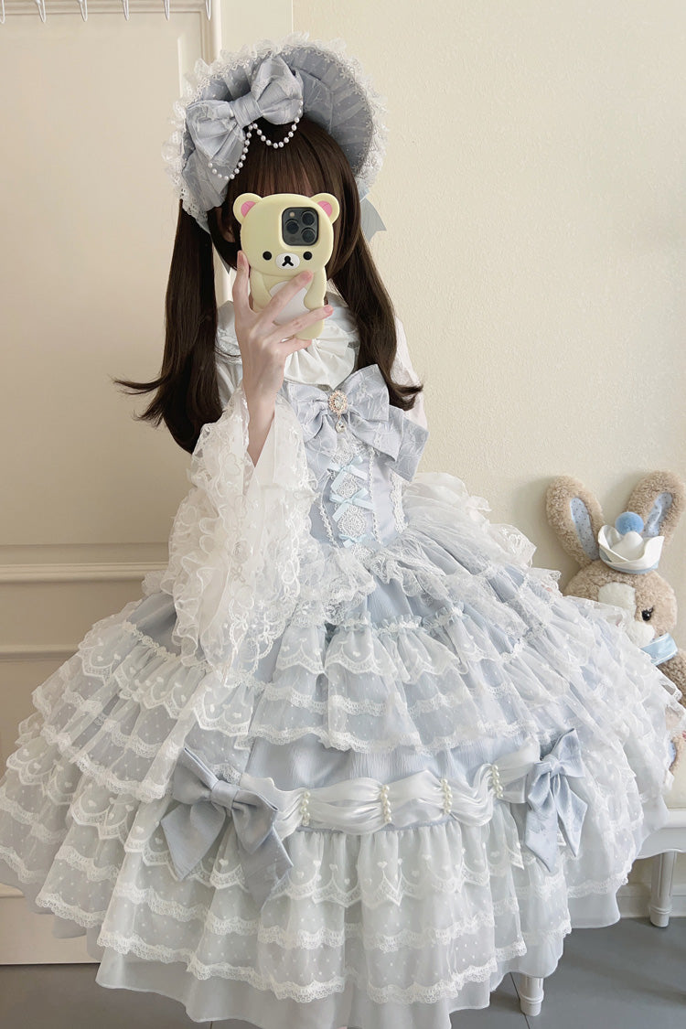 Blue Dream Prologue Doll Multi-Layered Bowknot Lace Sweet Princess Lolita Dress