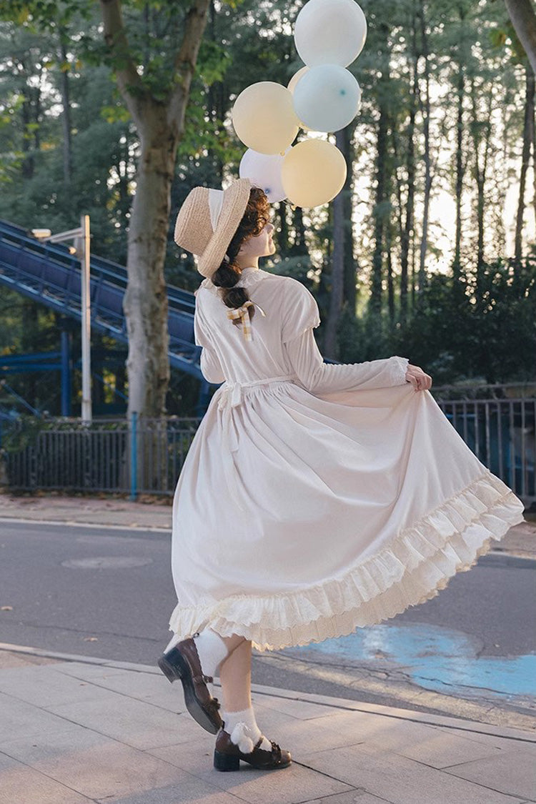 Ivory Round Collar Long Sleeves Ruffle Sweet Lolita Dress