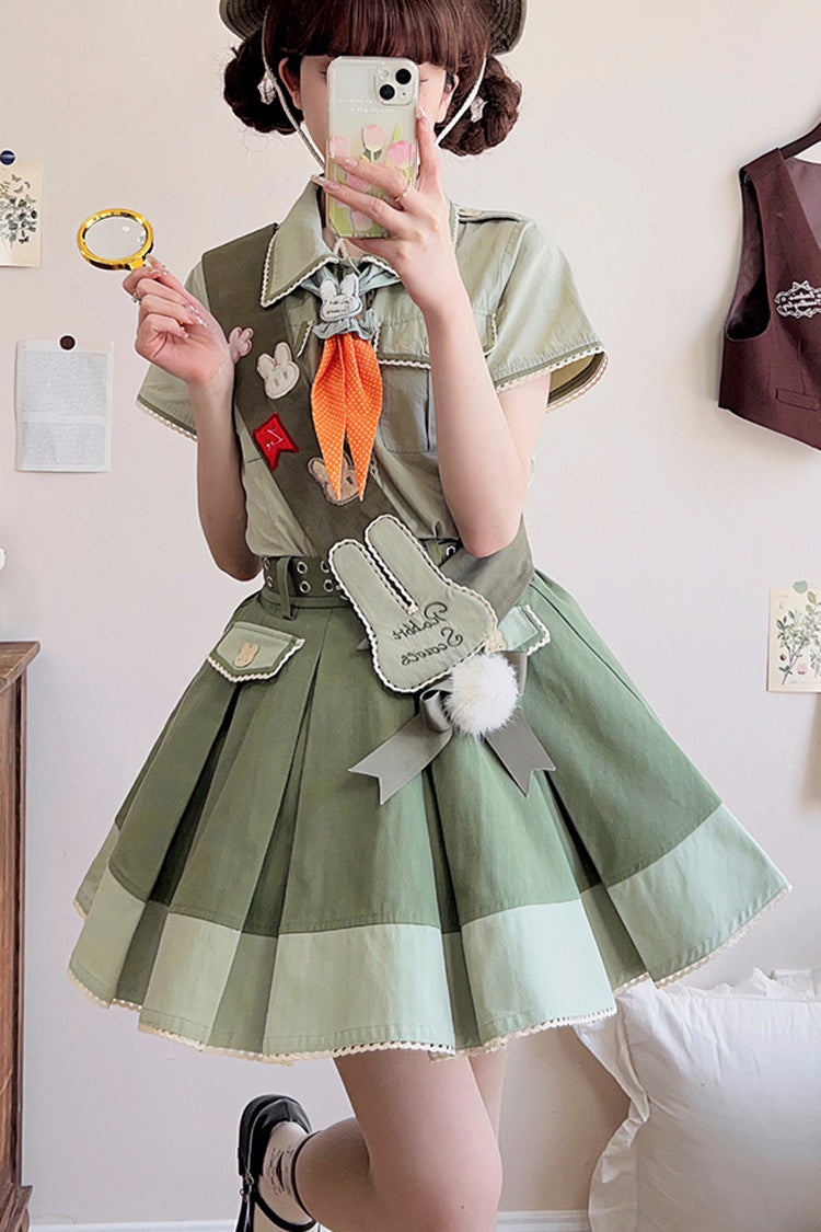 Green Bunny's Spring Journey Short Sleeves Ouji Lolita Blouse