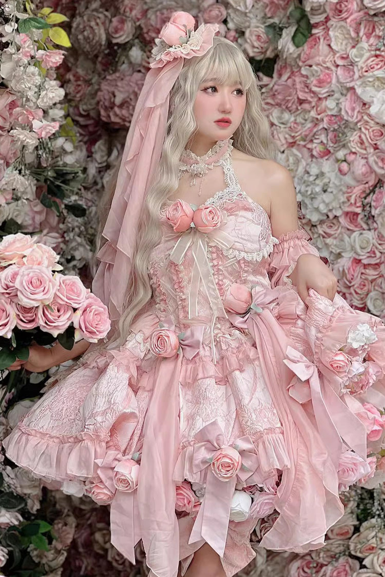 Gem Princess Fish Bone Detached Hime Sleeves Sweet Lolita Princess Dress Set 2 Colors