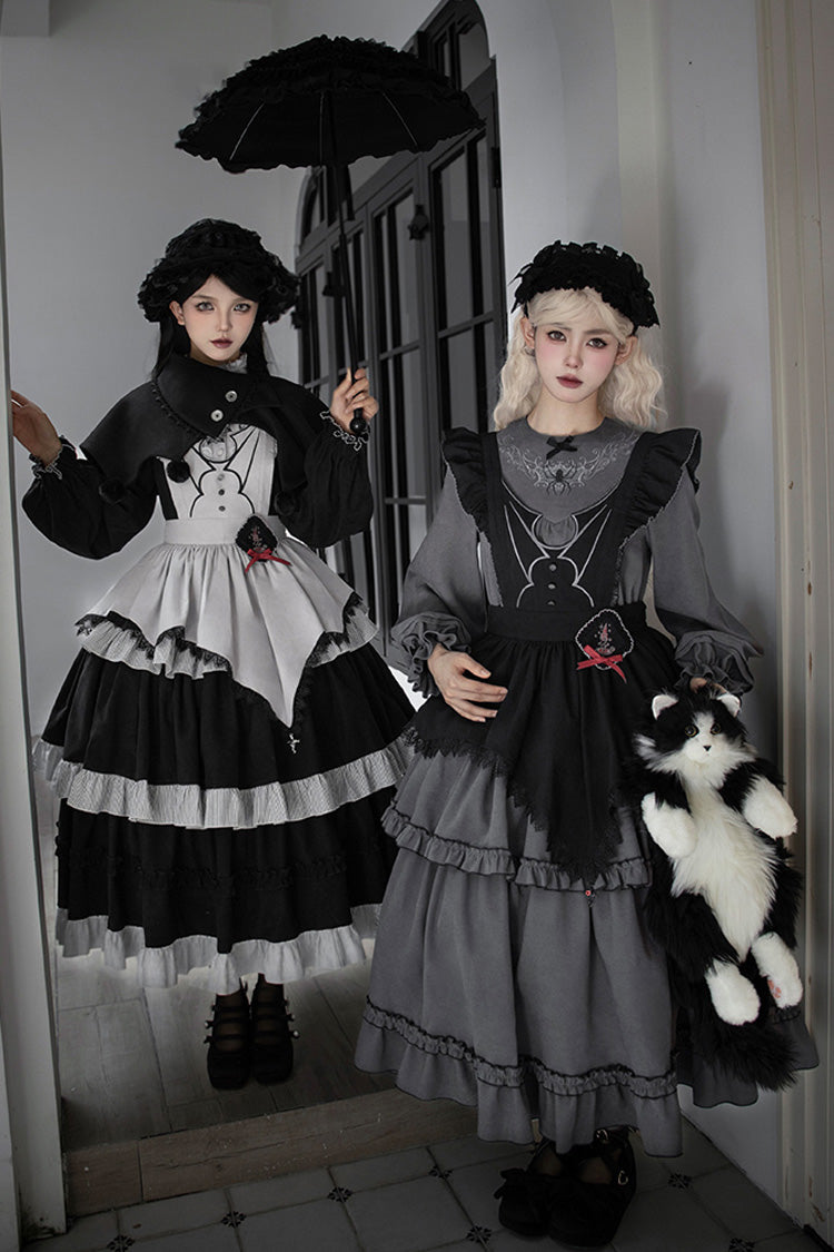 Castle Night Long Sleeves Ruffle Embroidery Gothic Lolita Dress 2 Colors