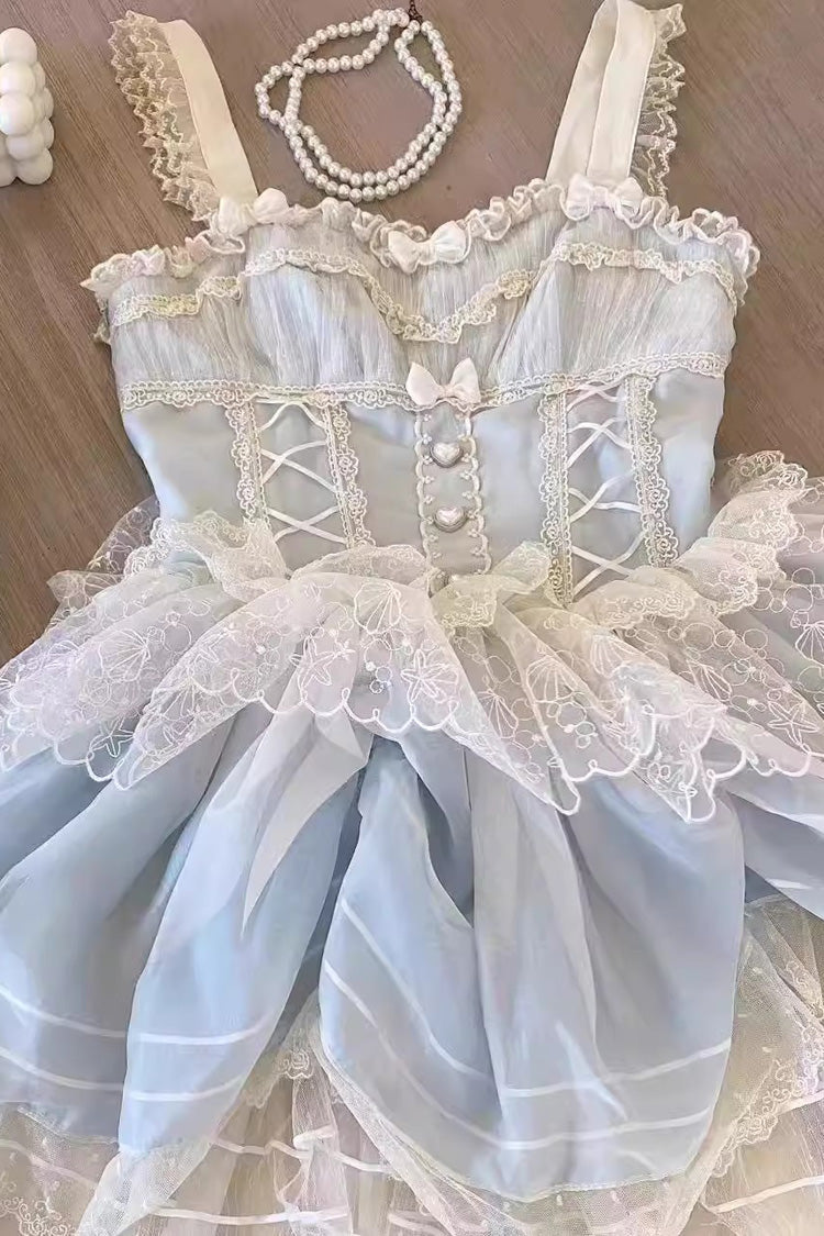 Blue Lemon Sea Salt Ruffle Lace Sweet Princess Lolita Jsk Dress