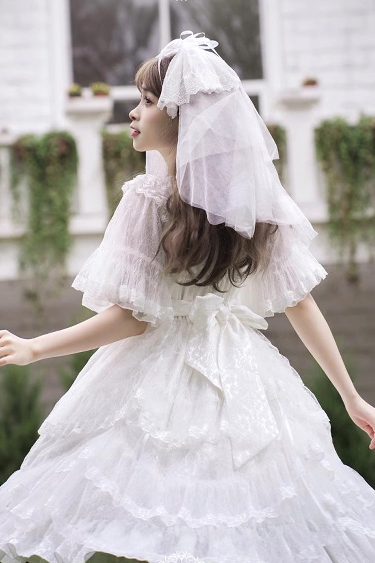 Iris Love Multi-layer Jacquard Bowknot Sweet Elegant Princess Lolita Jsk Dress 2 Colors