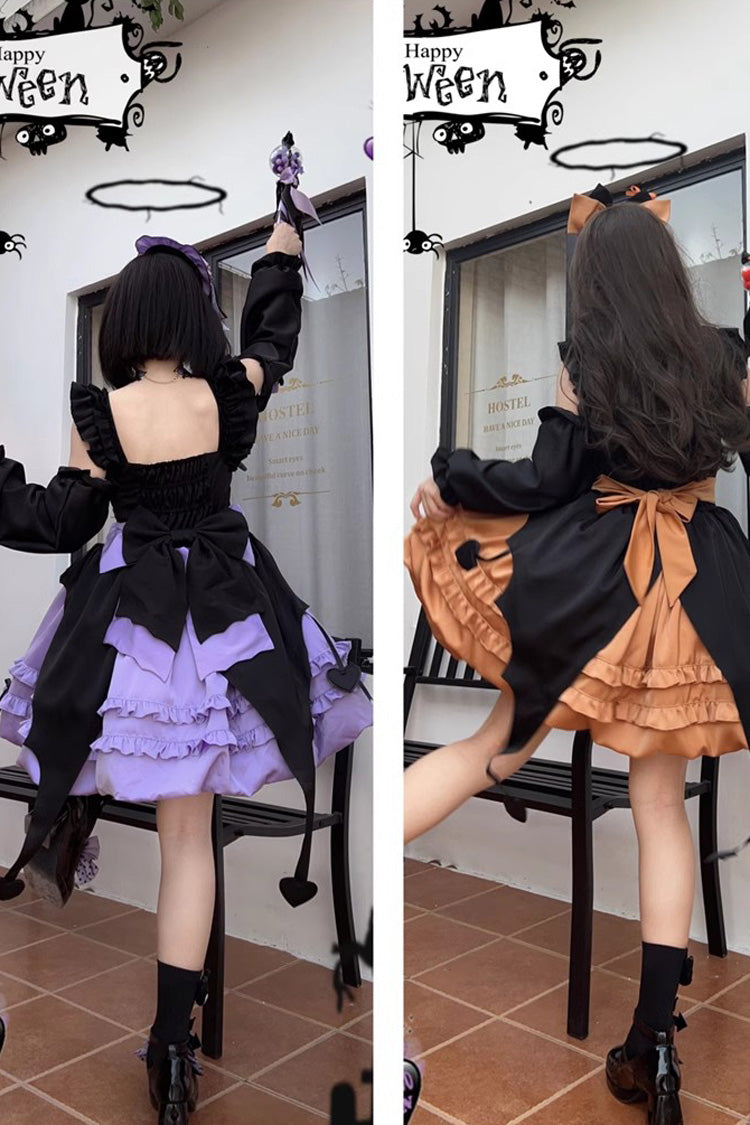 Orange Halloween Starry Night Witch Multi-layer Ruffle Sweet Lolita Jsk Dress