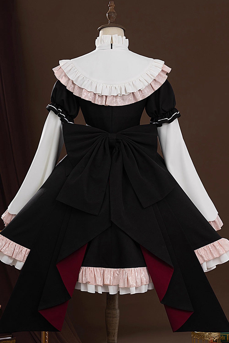 Black Yog-Sothoth's Courtyard Cosplay Tereboka Little Reaper Long Sleeves Ruffle Cardigan Bowknot Lace Hooded Gothic Lolita Dress Set