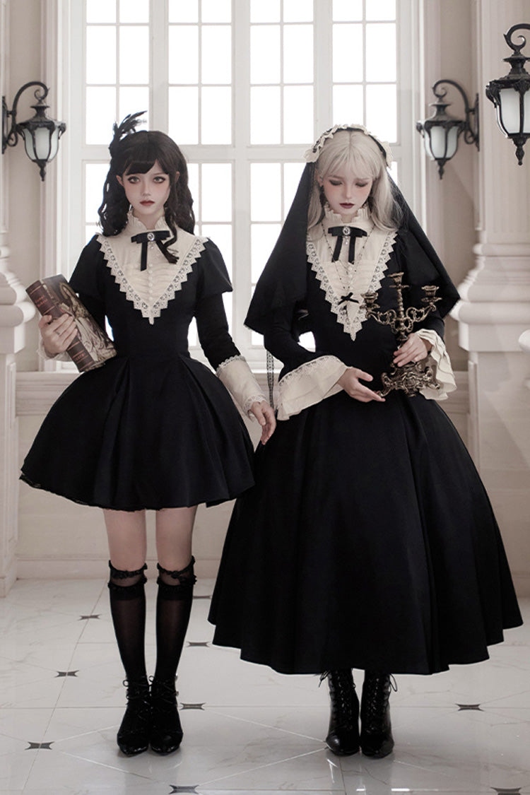 Black Letters and Poems·Nocturne Nun Long Sleeves Ruffle Gothic Lolita Short Dress