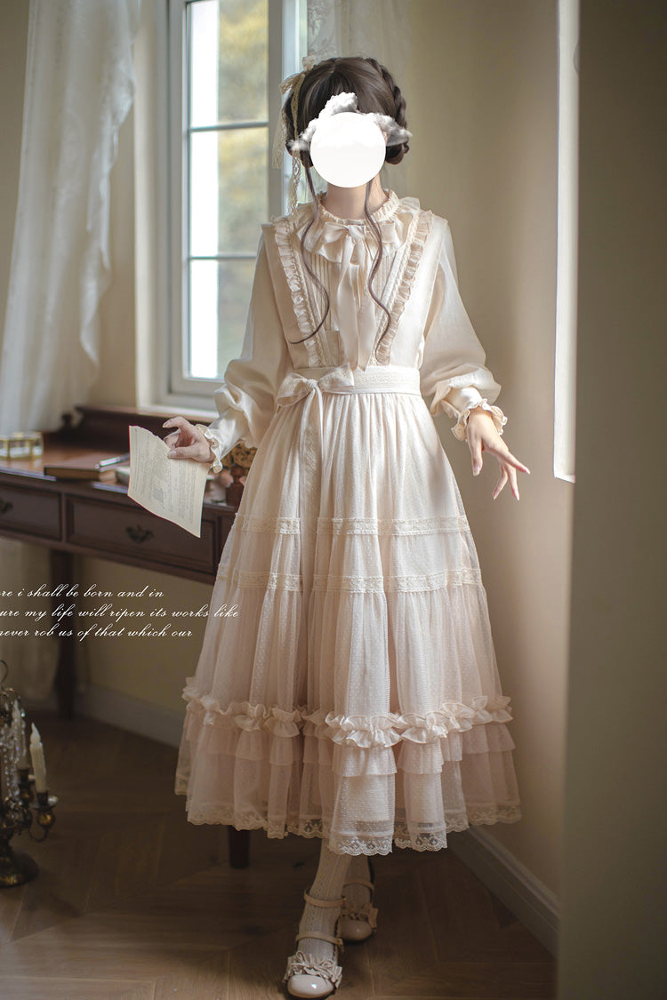 Ivory Sleeveless Ruffle Lace Sweet Japanese Elegant Lolita Jumper Dress
