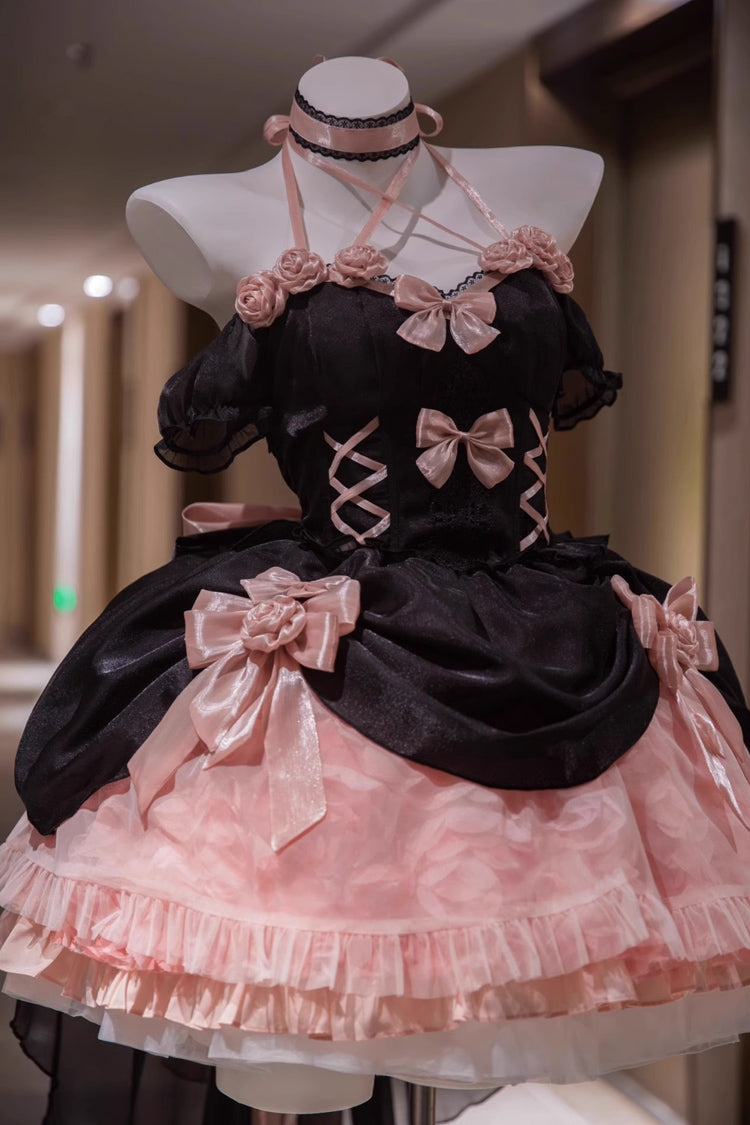 Black/Pink Multi-layer Hanayome Bowknot Fishbone Elegant Princess Sweet Lolita Jsk Dress