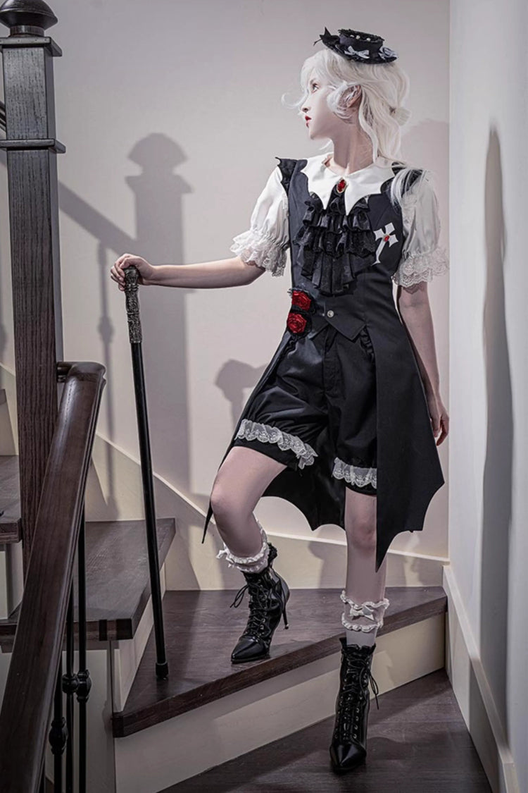 Black Night Rose Sleeveless Ouji Prince Handsome Lolita Vest
