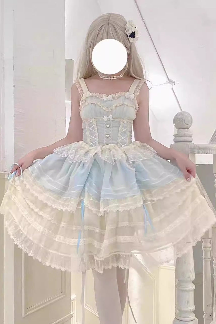 Blue Lemon Sea Salt Ruffle Lace Sweet Princess Lolita Jsk Dress