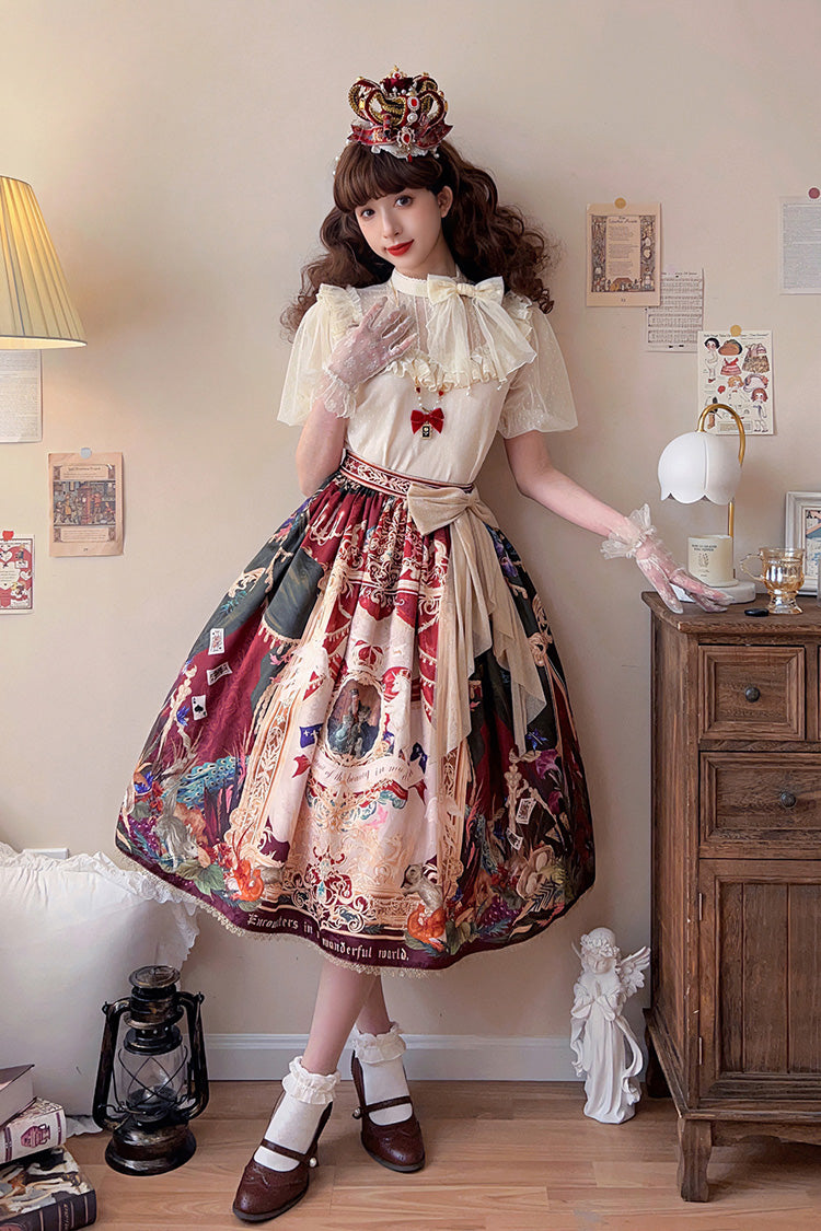 Red Kaleidoscope of Dreams Oil Print Sweet Vintage Gorgeous Lolita Skirt