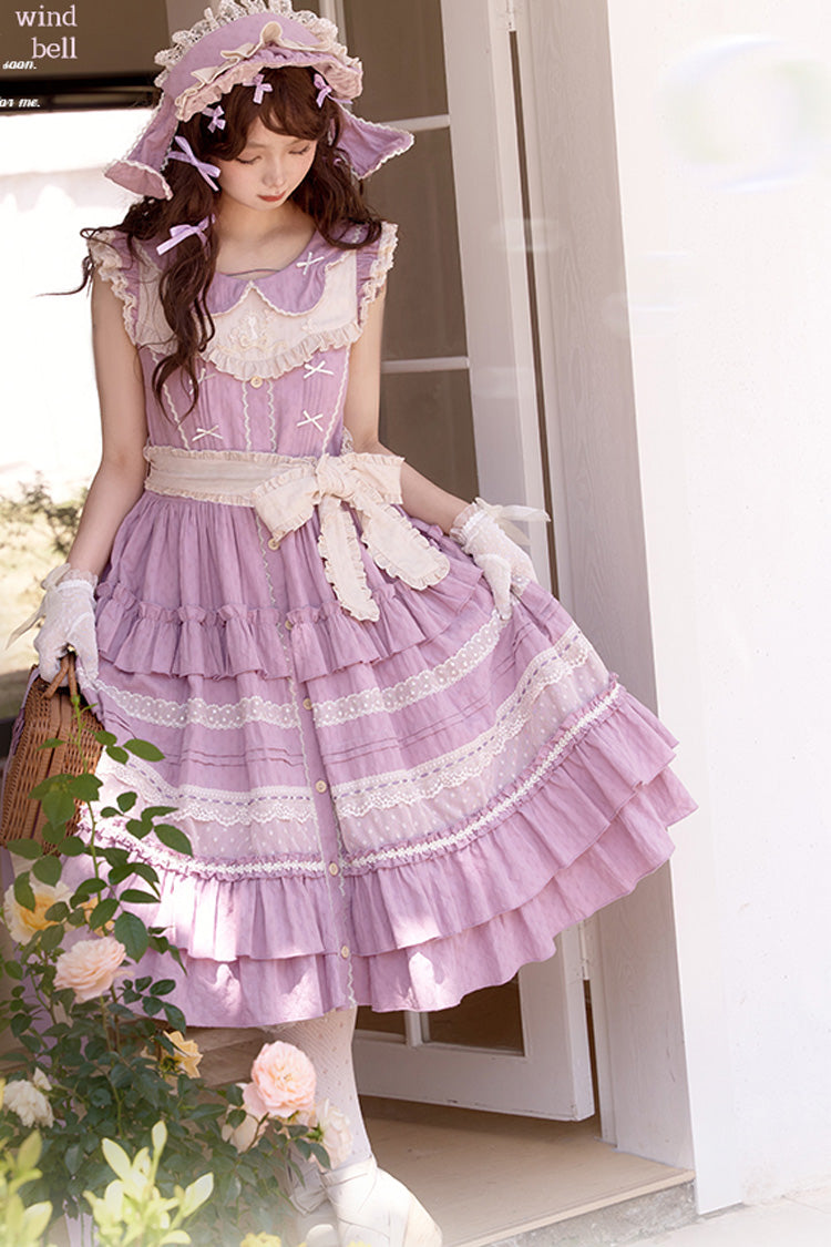 Purple Wind Bell Multi-Layered Cardigan Lace Sweet Elegant Lolita Dress