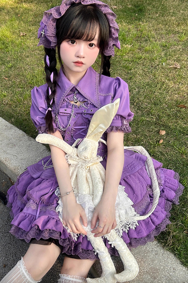 Covenant Cross Sleeveless Triple-Layered Ruffle Bowknot Lace-Up Gothic Lolita Jsk Dress 6 Colors