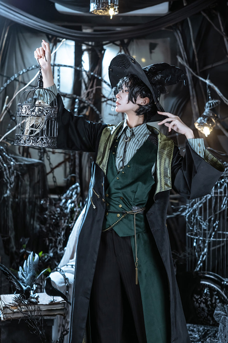 Black Single-breasted Slim Ouji Prince Handsome Magic Wizard Lolita Robe Coat
