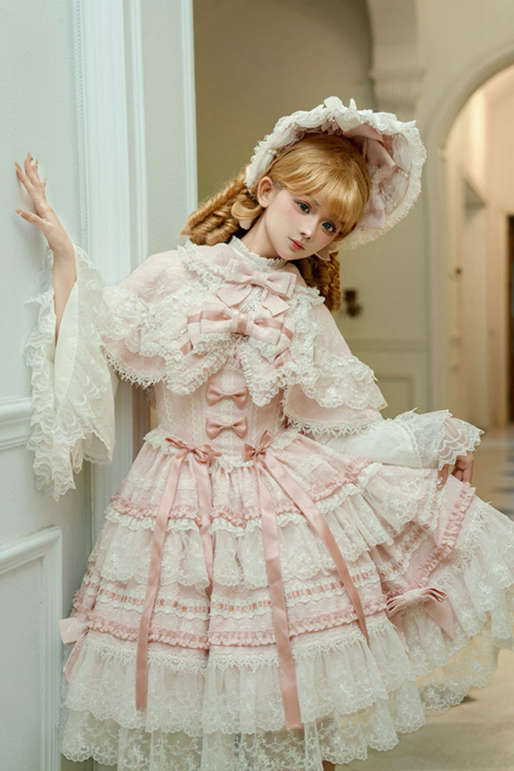 Pink Reinas Sleeveless Ruffle Bowknot Lace Sweet Lolita Jsk Dress