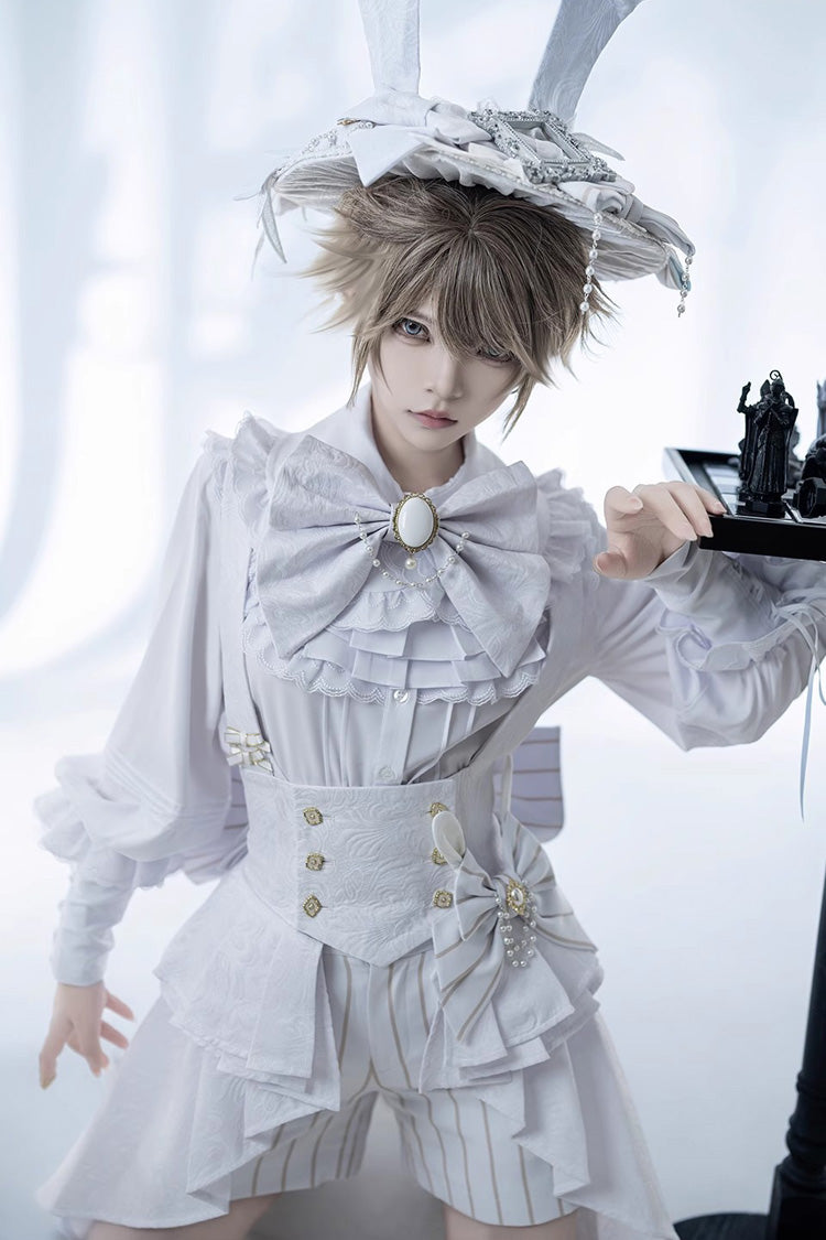 White Rabbit Theater Striped Print Ouji Fashion Handsome Lolita Shorts