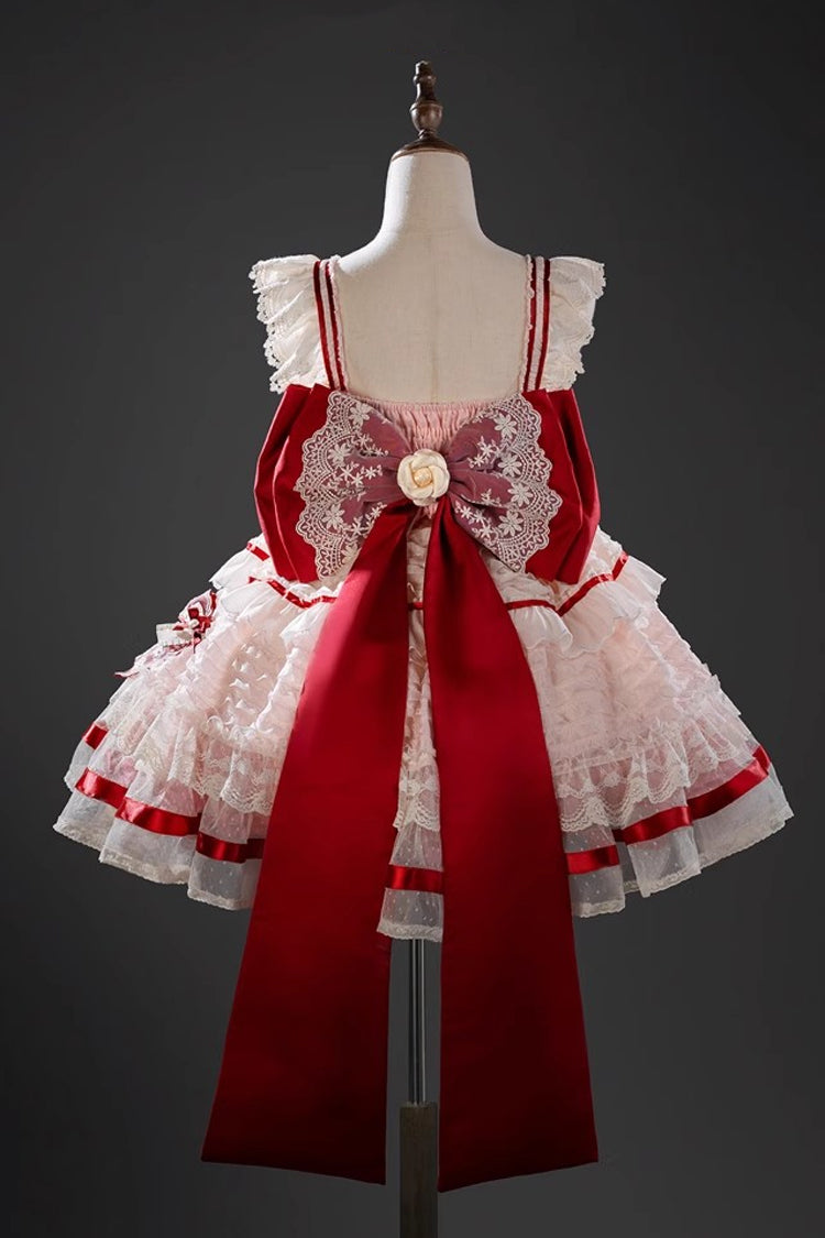 Pink Moonstone Sleeveless Ruffle Embroidery Bowknot Lace Fishbone Sweet Princess Lolita Dress