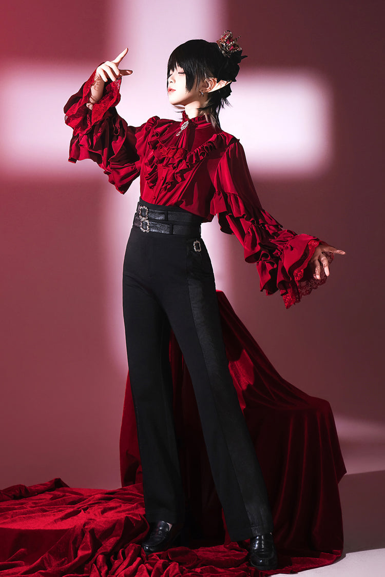 Black Day and Night Song Long Sleeves Ruffle Ouji Gothic Lolita Skirt Blouse