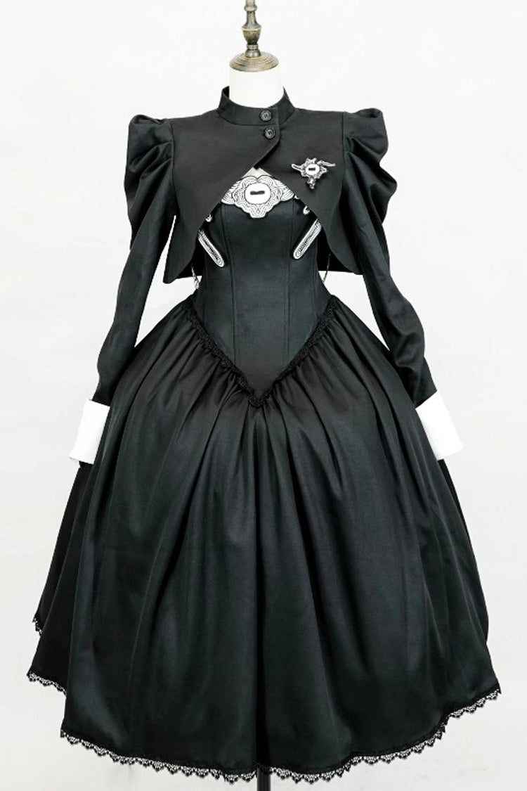 Black Demon's Eye Sleeveless Ruffled Bow Gothic Lolita Dress Long Version