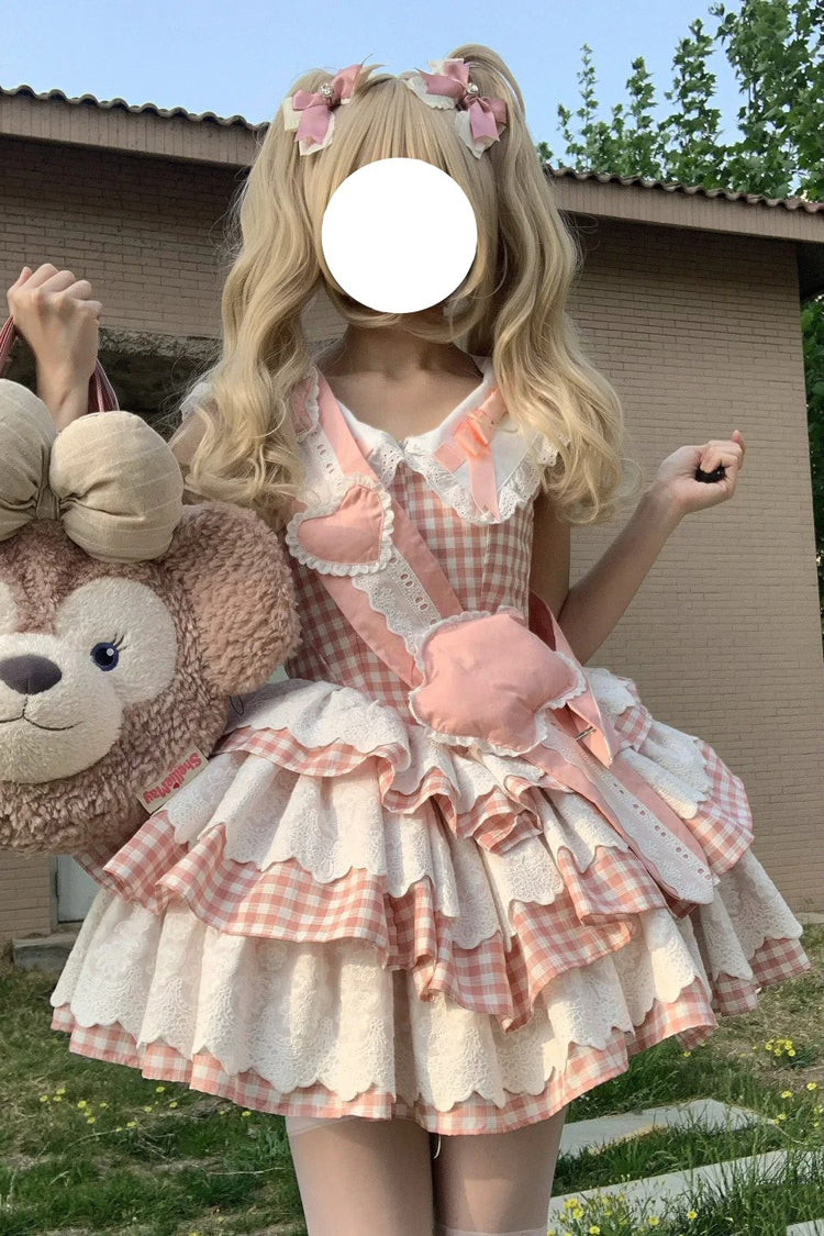 Pink Star Grant Angel Triple-Layered Print Ruffle Sweet Lolita Dress