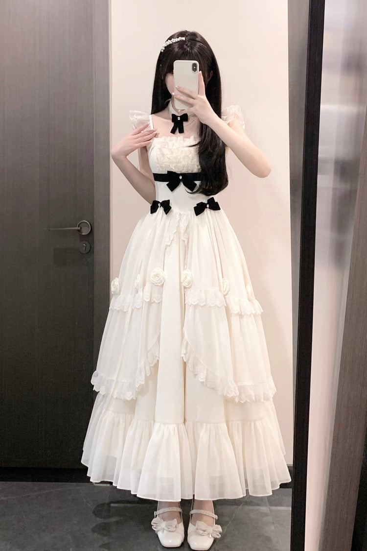 Ivory Free Verse Poetry Ruffle Bowknot Sweet Elegant Princess Lolita Tiered Dress