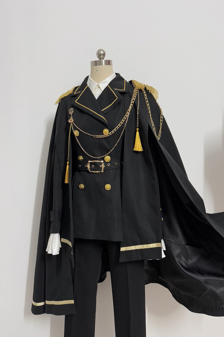 Black Lapel Collar Long Sleeves Ouji Military Prince Handsome Lolita Suit Coat