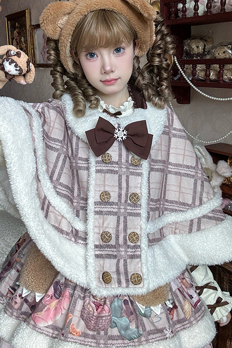 Pink/Purple Capybara Double-Layered Print Fluffy Fall Winter Sweet Lolita Jsk Dress