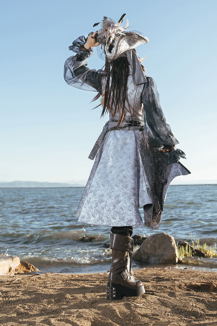 Grey The Eternal Treasure Route Sleeveless Vintage Elegant Prince Handsome Ouji Lolita Long Coat