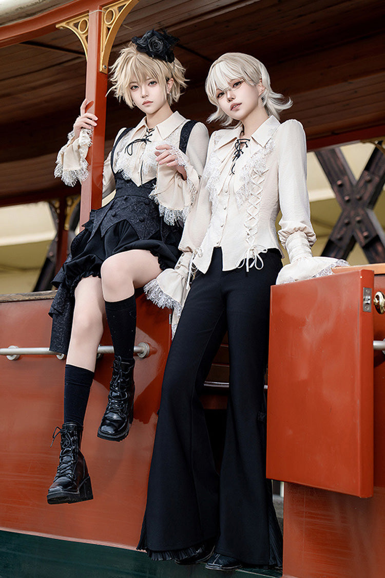 Black Gold Hunter Long Sleeves Pirate Style Gothic Shorts