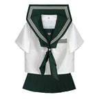 4XL Lolita Dress  Plus Size Japanese School Uniform Style Sailor Dress with Green Accents Set 5XL