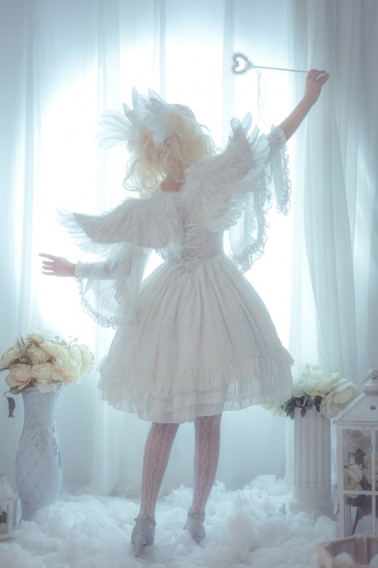 Wishing Stars Double-Layered Ruffle Bowknot Lace-Up Gothic Lolita Jsk Dress Version 1