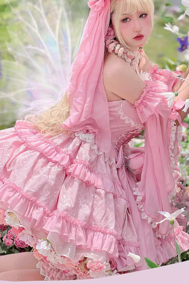 Gem Princess Fish Bone Detached Hime Sleeves Sweet Lolita Princess Dress Set 2 Colors