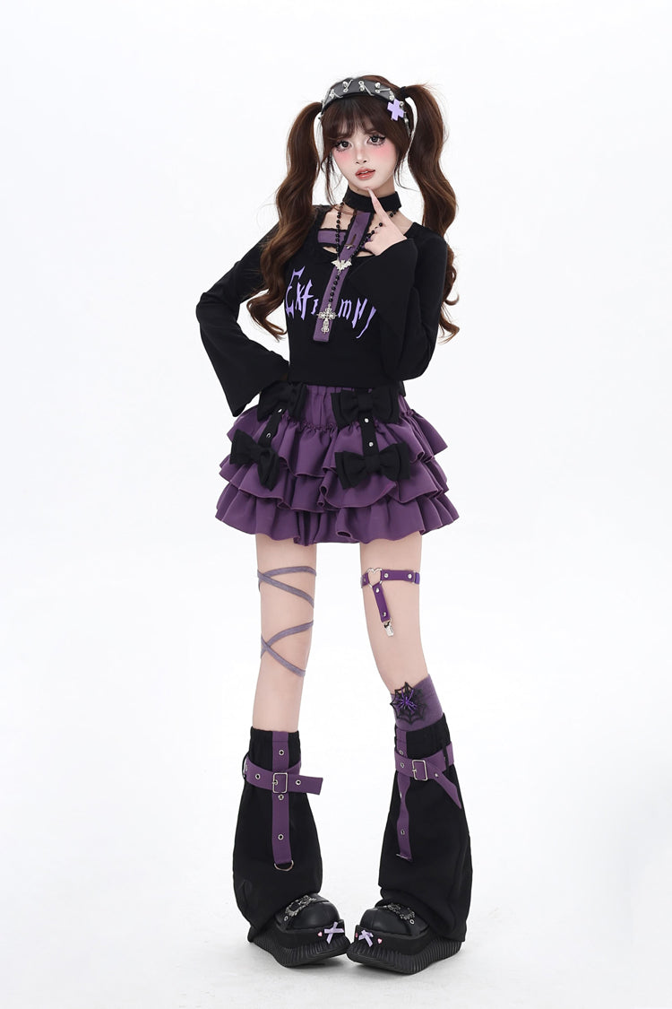 Kozaya Nana Triple-Layered Ruffle Bowknot Sweet Japanese Lolita Skirt 2 Colors
