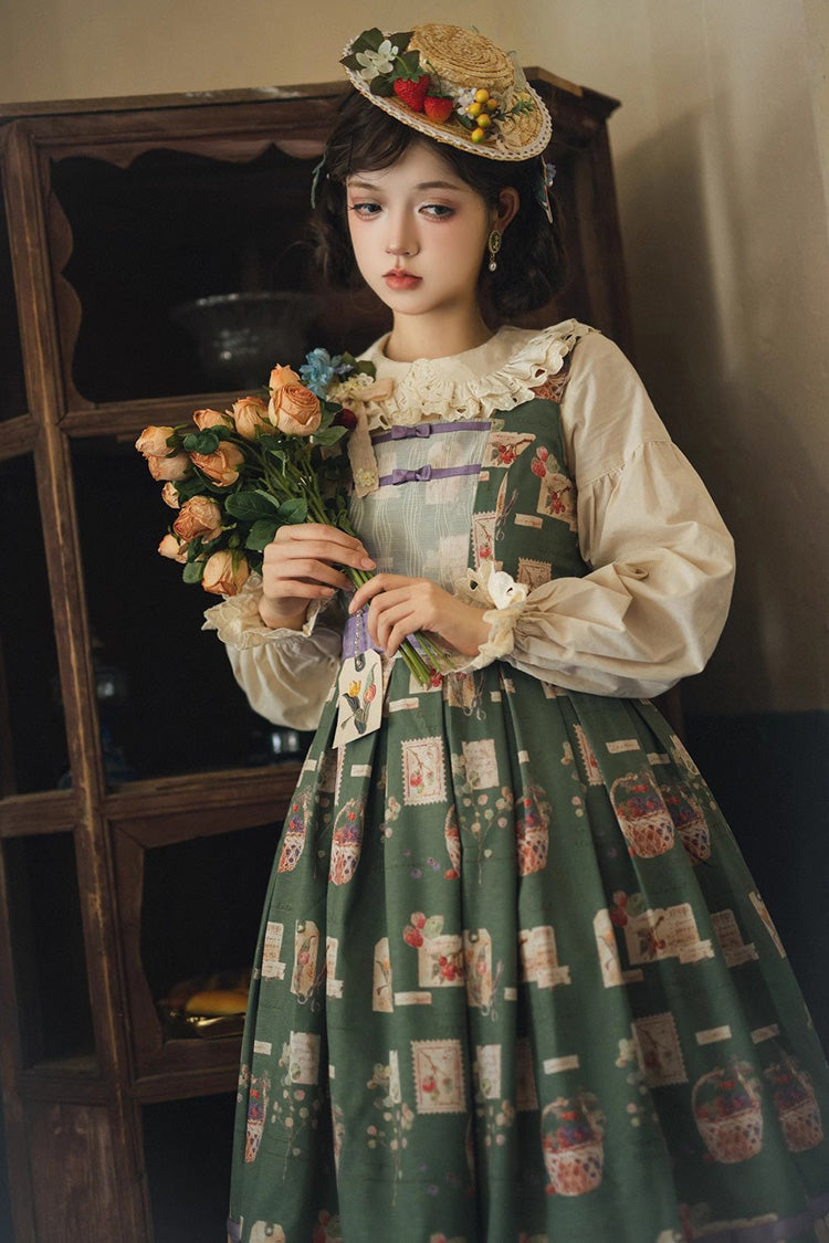 Forest Illustrated Book Watercolor Picture Book Print Sweet Elegant Lolita JSK Dress 3 Colors