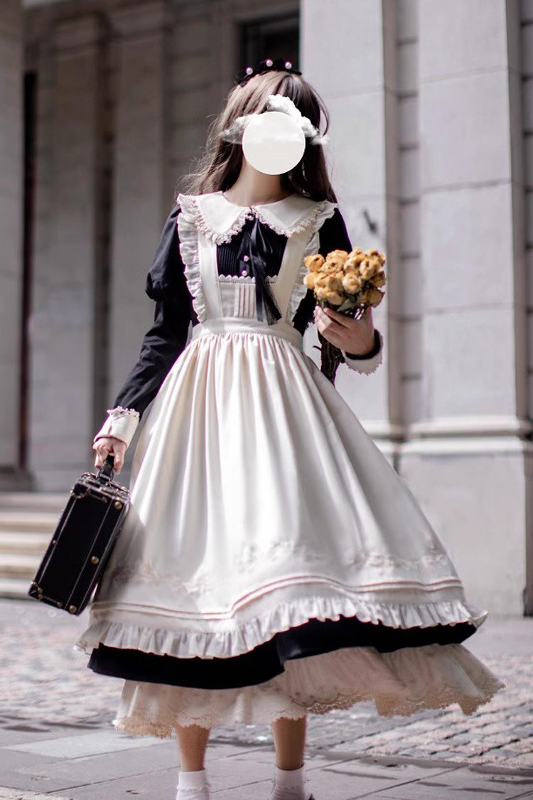 Black Angelina Doll Collar Long Sleeves Ruffle Bowknot Classic Vintage Elegant Lolita Dress