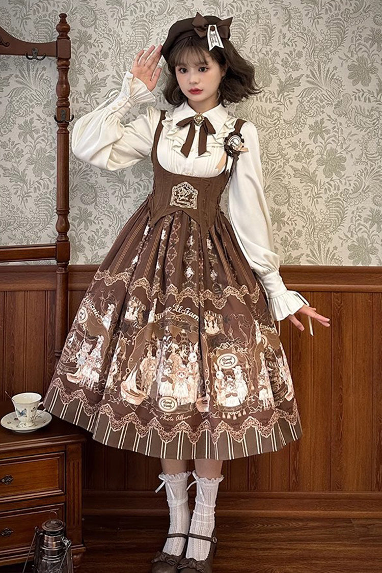 Doll's House Print Ruffle Embroidery Long Version Sweet Lolita Jsk Dress 2 Colors