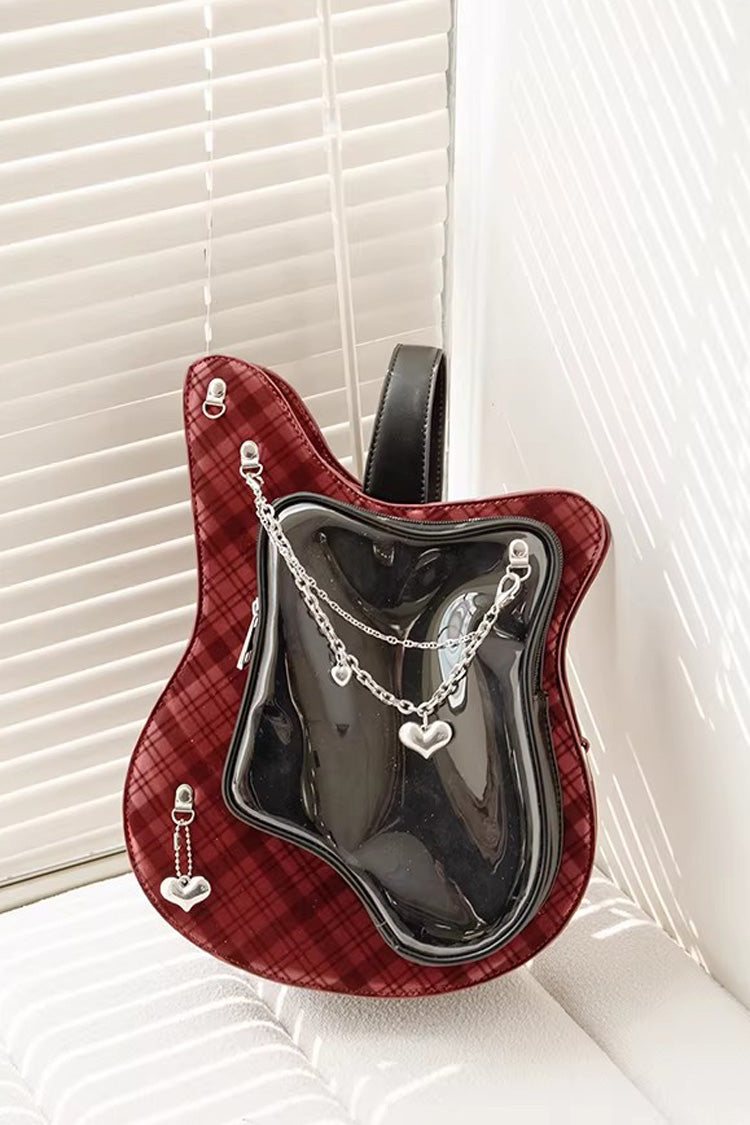 Guitar Heart Printed Chain-Decorated Sweet Lolita Itabag 3 Colors