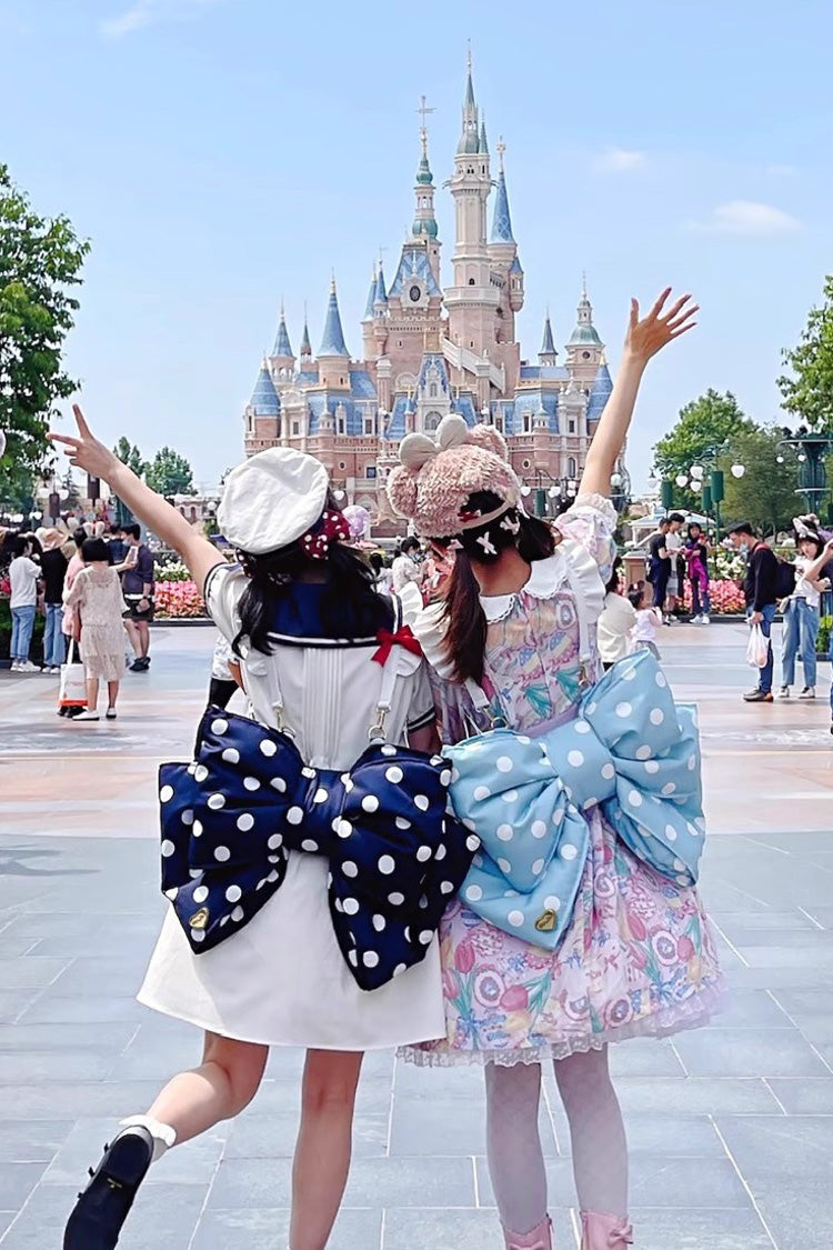 Pink/White Polka Dot Print Bowknot Shaped Sweet Lolita Backpack