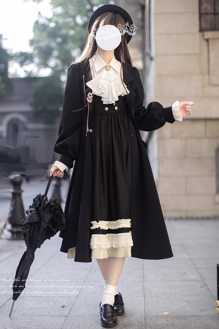 Black Ruffle Bowknot Lace Elegant Lolita Jumper Dress