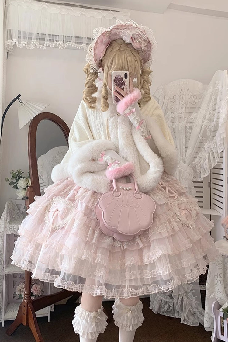 Pink Sweetheart Diary Multi-Layered Ruffle Hanayome Embroidery Bowknot Lace Sweet Lolita Jsk Dress