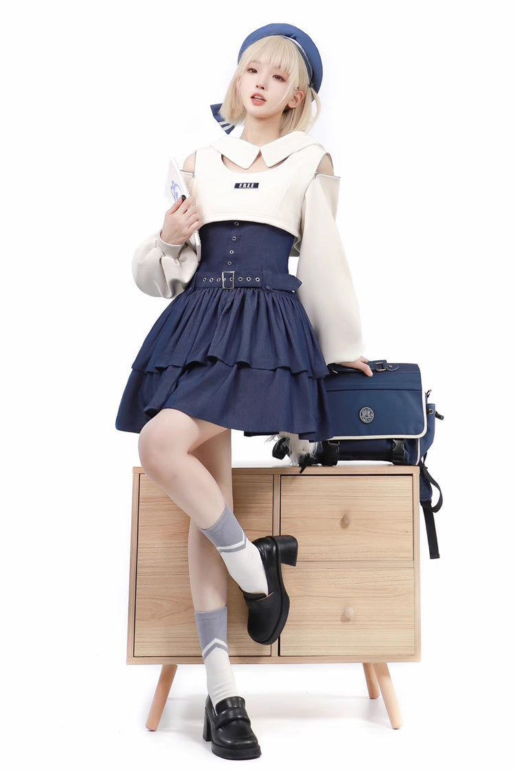 Dark Blue Double Layer Ruffle Sweet Lolita Jsk Dress