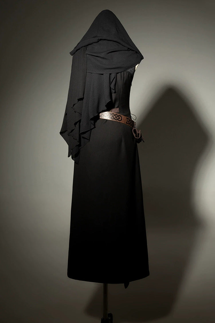 Black Shadow Wasteland Sleeveless Lace-Up Zipper Punk Lolita Dress