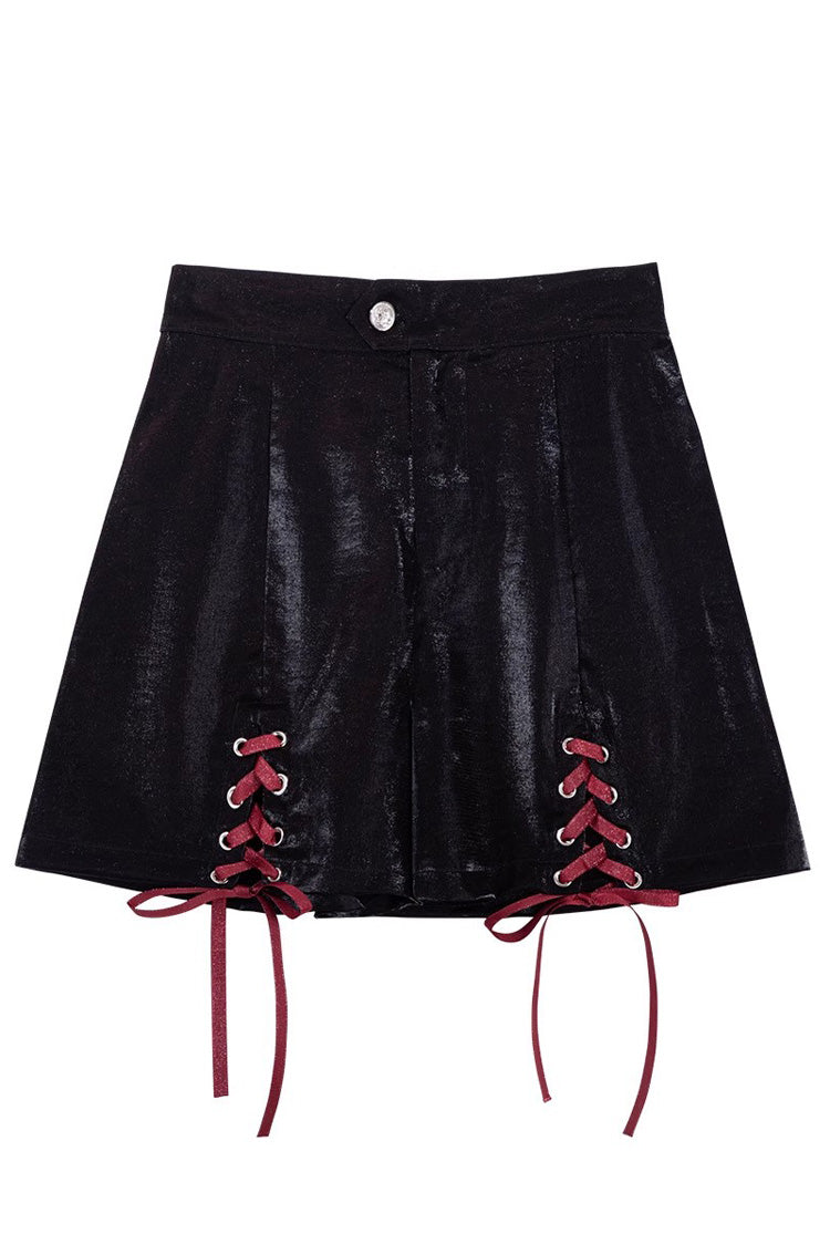 Black/Red Chief Assassin Lace-Up Gothic Ouji Lolita Shorts Set