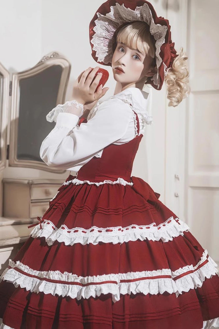 Red/White Sleeveless Multi-layer Bowknot Sweet Lolita Jsk Dress