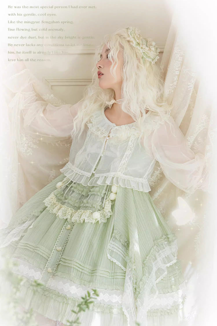 Green Doll Window Ruffle Sweet Lolita Jsk Tiered Dress