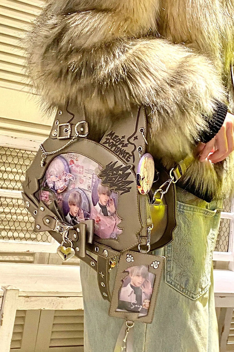 Domineering Cat Cat Ears Print Bowknot Gothic Lolita Crossbody Bag 9 Colors