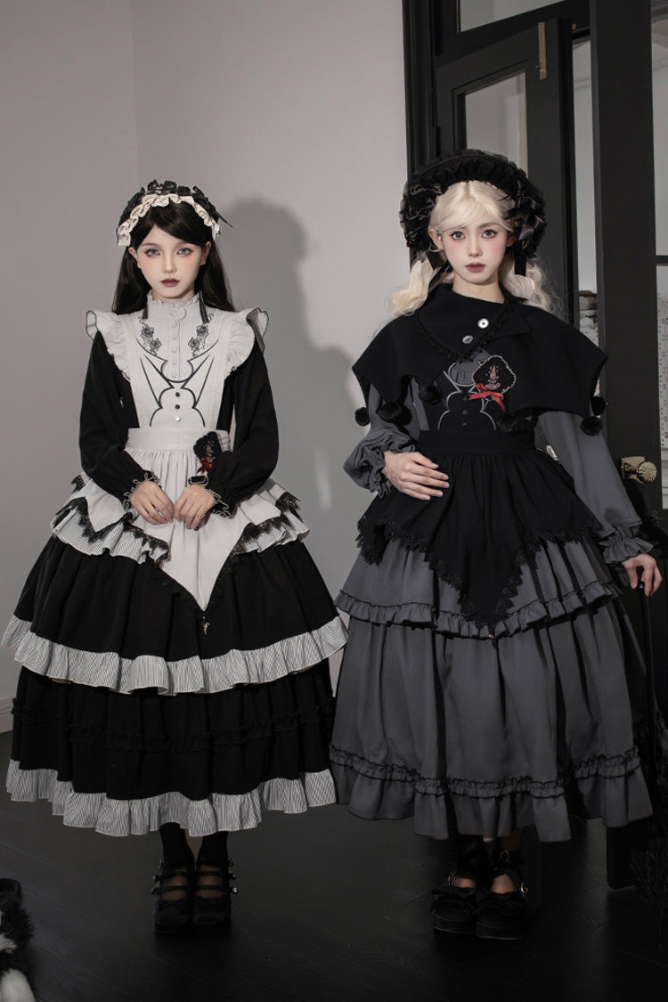 Castle Night Long Sleeves Ruffle Embroidery Gothic Lolita Dress 2 Colors