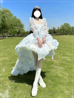 Elegant Lolita Outfit Princess Wedding Dresses Ball Gown Prom Blue Pink Purple Dresses Party Costume