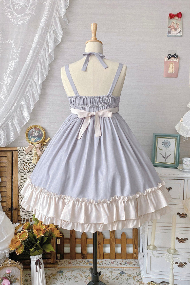 Grey Monet Estate Sleeveless High Waisted Ruffle Bowknot Asymmetric Sweet Lolita Jsk Dress